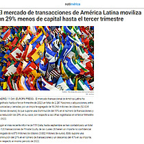 El mercado de transacciones de Amrica Latina moviliza un 29% menos de capital hasta el tercer trimestre